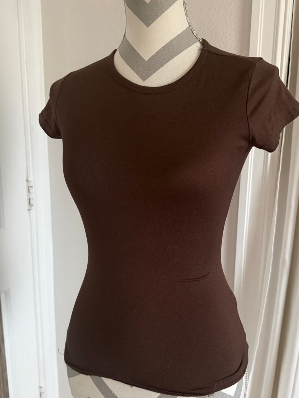 Women's Short Sleeve Crewneck Tee in Brown